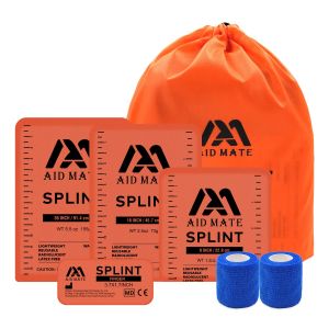 4 Size Emergency Survival Splint kit for Neck Arm Leg Finger Fracture Braces Included 4 Splints 2 Adhersive Bandage Set Reusable Portable First Aids