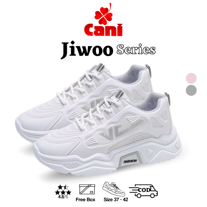 Cani "Free Box" (Size 37 - 42) Jiwoo Sepatu Wanita Sneakers Bertali Fashion Sport Anti Slip 9003