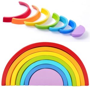 [❤NEW ARRIVAL❤ ] INS Montessori 7 Pcs Nature Wooden Rainbow Building Block Stacking Toy Open Ended Toy Early Learning