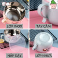 Bát Ăn Mì Có Nắp 2 Lớp Lõi Inox Giữ Nhiệt Lớp Ngoài Nhựa Cách Nhiệt In Hình Dễ Thương Có Quai Cầm Cao Cấp - Bát úp mỳ / Ca Đựng Mì / Bát Ăn Mì - Bát Ăn Cơm Kèm Nắp Đậy. 