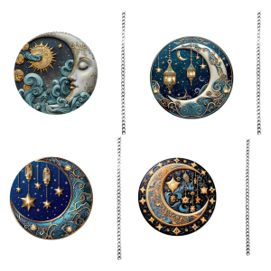 Moon Festival Wall Hanging Decoration Acrylics Hanging Pendant with Metal Chain for Door Wall Window Indoor and Outdoor