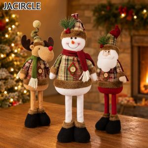 Christmas Desk Ornament Long Leg Telescopic Doll Standing Figure Home Decor Festive Tabletop Display Gift Idea