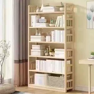 UrbanSpace SG- Solid Wood Floor Display Shelf Book Rack Simple Design for Home Storage Living Room