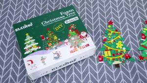 Elcoho 12 Kits DIY Foam Christmas Tree for Making Crafts Including Foam Christmas Tree Stickers Assortment Accessory for Fun Home Activities