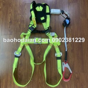 Dây an toàn toàn thân Hàn Quốc 1 móc nhôm kèm hộp rút tự động giảm sốc