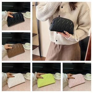 BIANPU Multifunctional Pearl Chain Makeup Bag PU Leather Large Capacity Handhold Phone Pouch Luxury Korean Style Travel Toiletry Bag Woman Girls