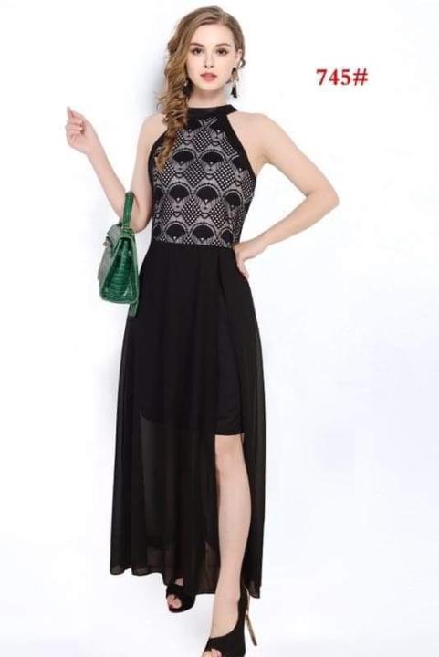 High Quality Fashionable Bangkok Formal Long Gown Gown for JS Cotton  Sleeveless Dress Evening Formal Wear Maroon Navy Blue Dress - Lazada |  Lazada PH