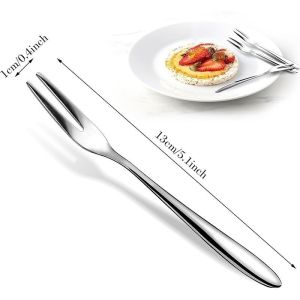 10pcs Stainless Steel Fruit Forks / Two-tine Steel Fruit Fork Set / Western Dessert Snack Cake Forks for Parties and Cafeterias