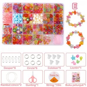 DIY Manik-manik Kalung 24 Kompartemen Seni Kerajinan Perhiasan Membuat Mainan Edukasi Kreatifitas Kalung Big Beaded Set Kotak Manik Meronce