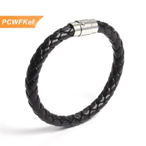 【PCWFKef】 Phụ Nữ Người Đàn Ông Da Đen Quyến Rũ Dây Đeo Cổ Tay Thép Không Gỉ Từ Clasp Vòng Đeo Tay