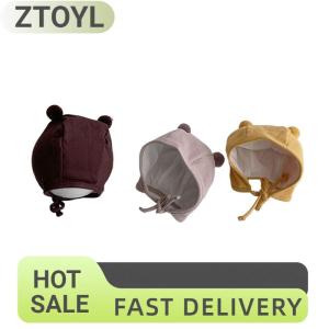 ZTOYL หมวกเด็กน่ารักขนพู่คู่สำหรับฤดูใบไม้ผลิและใบไม้ร่วงผ้าคอตตอนบาง0-8เดือนสำหรับเด็กผู้หญิงแรกเกิด