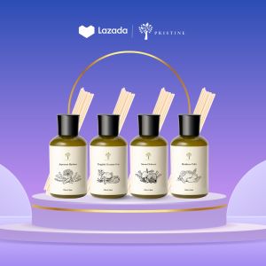 Pristine Home Scent Refill 4 Pack Bundle with Reed Sticks | Hotel Scent | Essential Oil | Large Fragrance Set | 180ml