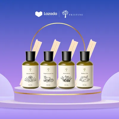 Pristine Hotel Scents Refill 4-Pack Brand Box Bundle | Reed Diffuser Refill Pack | 180ml