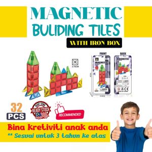 Magnetic building blocks colored window tin box magnetic toy educational toy 32pcs/set