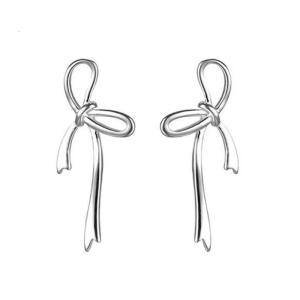 Light Luxury Bowknot Dangle Earrings for Women Fashion Elegant Gifts 2023 Korean Fashion Silver Color Ear Studs
