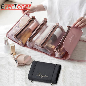 EverToner 4 in 1 Cosmetic Bag For Women Zipper Mesh Detachable Cosmetics Pouch Ladies Foldable Nylon Bag Rope Makeup Bag
