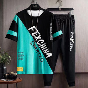 Summer Ice Silk Set Mens Short Sleeve Long Pants Suits Mens Fashion Mens Casual Set Mens One Set of Clothes