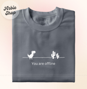 OXFORD - YOU ARE OFFLINE Dino Tees Aesthetic Minimalist Pocket Printed Casual Daily Use Round Neck T-shirts