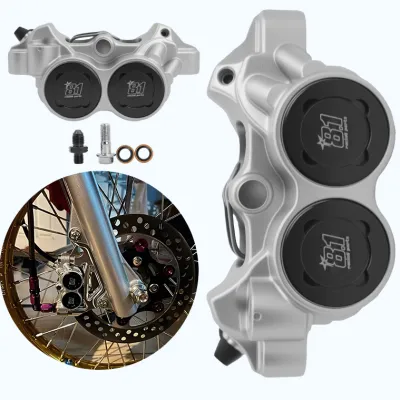 Brake Caliper CNC TYPE 8.1 Radial Mount with Bracket for Wave 125 100 XRM110 RS125 High Performance Dual Piston Design