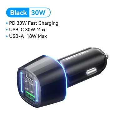 Vention 45W 30W Car Chargers Fast Charging Dual Port Type C USB PD QC for iPhone 17 16 15 14 Pro Max SAMSUNG S25 S24 Ultra S23 S22 iPad Pro 2023 Fast Car Cellphones Charger