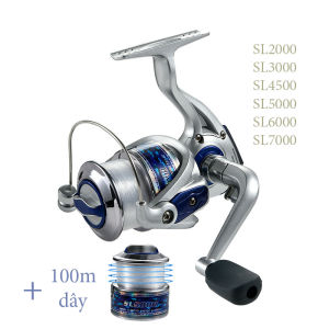 Máy câu cá câu lure câu lục lăng xê câu ngâm cuốn sẵn 100m cước quay mượt mã SL