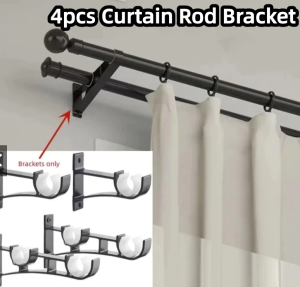 4Pcs Single Hole Double Hole Curtain Rod Bracket Curtain Rod Holder Curtain Track Rod Hook Curtain Accessories