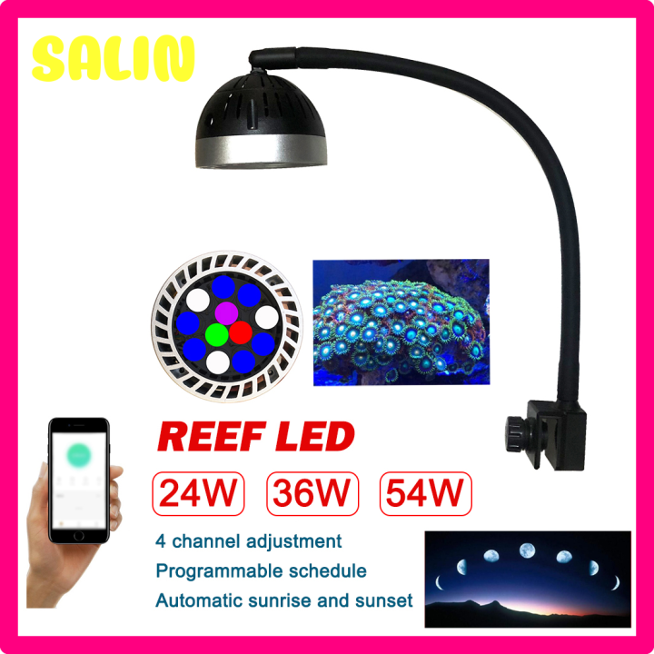 SALIN Himarine 24W 36W 54W LED Aquarium Light Program Fish Tank Lights Saltwater Marine Coral