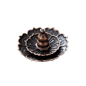 JPTD 2/3 Layer Incense Burner Lotus Design 6 Holes Lotus Aromatherapy Stand Ornament Vintage Incense Burning Tray Temples Use