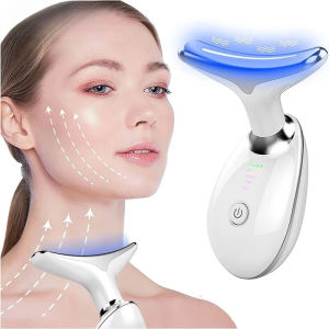 DHALUSA Health เครื่องนวดคอต่อต้านริ้วรอยกระชับอุปกรณ์ดูแลผิวการสั่นสะเทือน 7 LED Photon Therapy V Line Lifting Face อุปกรณ์