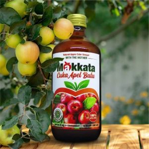 MAKKATA CUKA APEL Batu Malang Organic Apple Cider Vinegar With The Mother Cuka Apel 100% Original BPOM/Cuka Apel 330ml Buah Apel Botol Makkata