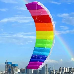 CHA Rainbow Dual Line Kite Good Flying Handle String Parafoil Kite Children Large Kites Toys Kids Adult