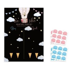 Kirilgu Gender Reveal Game for Baby Shower with Rabbit Poster 36pcs Girl or Boy Voting Stickers Gender Reveal Use Party Supplies 2Z6B7