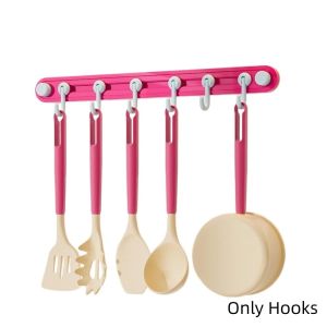 ILOIQD Plastic Suction Cup Hooks  Candy Color Non-Marking Towel 6 Head Hooks Practical Moisture-proof Kitchen Storage Hooks for Home