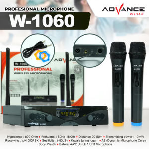 Advance microphone wireless profesional MIC-W1060 mic karaoke suara jernih wireless microphone UHP microphone system microphone wireless double Garansi Resmi 1 Tahun