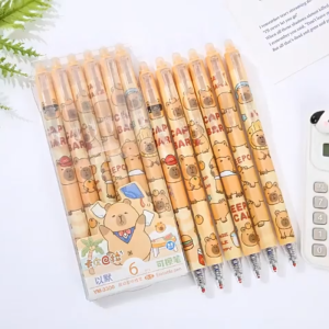Set Pen Boleh Padam Comel Capybara Pen Gel Dakwat Biru Sesuai Untuk Pelajar Capybara Cute Erasable Gel Pen Set Student Stationery Smooth Blue Ink Click Pen 卡皮巴拉可爱可擦笔套装 学生中性笔按动式速干水笔文具用品 E026