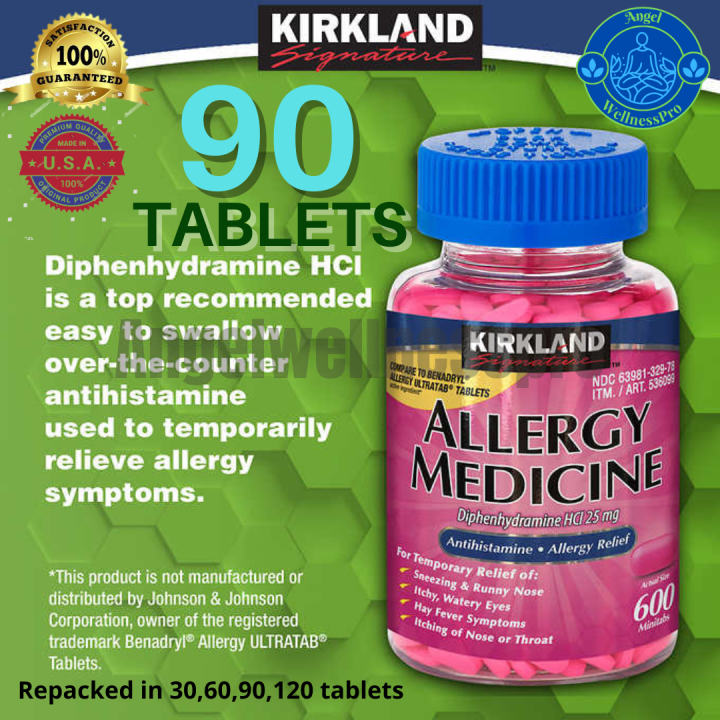 Kirkland Signature Allergy Medicine 25 mg 90 Tablets AUTHENTIC