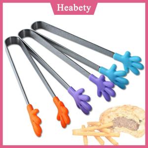 Heabety  Silicone thép không gỉ nấu ăn nhà bếp Ice tong thực phẩm BBQ salad tay Clip
