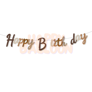 HappyBalloon Dekorasi Ulang Tahun Bunting HBD | Banner Happy Birthday Retro Daun | Banner HBD Coklat/Caramel