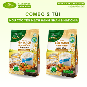 Combo 2 Túi Ngũ cốc Yến mạch Hạnh nhân & Hạt chia (ít đường) Xuân An 400g/túi