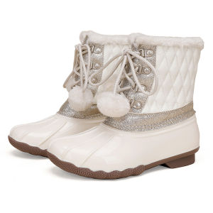 บูททำจากฝ้ายหนาของเด็กผู้หญิงรองเท้าขนแกะรองเท้าบู๊ทหิมะสำหรับเด็กใหม่ฤดูหนาวของ GRAZIA