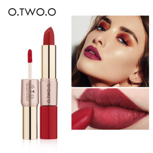 【Buy 1 Get 1 Free】O.TWO.O 12 Colors Lipstick Matte Waterproof Lip Gloss 2 in 1 Lip Tint Lip Balm