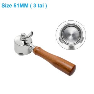 Tay pha cà phê Espresso 3 tai size 51mm C2-51 cán gỗ Cẩm Lai