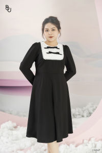 Đầm phối ngực trắng đính nơ ren dáng dài BIGSIZE (55kg đến 95kg) - 23SD47 - [BUstu Bigsize]
