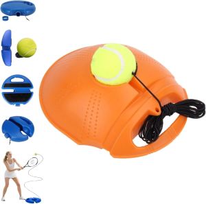 HISKI Tennis Ball Training Baseboard Tennis Rebounder with Weighted Base Tennis Trainer Ball with String Portable Tennis Training Equipment Self Training Tool