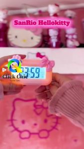 Cute Hello Kitty Mini Alarm Clock with Night Light Portable Desk Clock for Students Dorm Room Gift