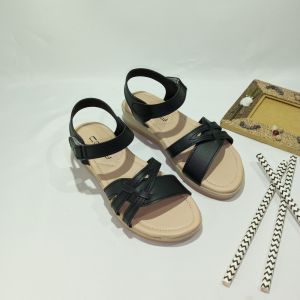 Sandal Sendal  Wanita Model Terbaru Kekinian Simple Elegan Korean Style Allium Series-Hitam