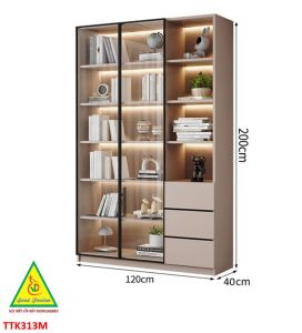 TỦ TRANG TRÍ PHÒNG KHÁCH BẰNG GỖ MDF CÁNH KÍNH TTK313(2) - NỘI THẤT LẮP RÁP VIENDONGADV