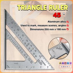 Amoki Triangle Ruler Aluminum Alloy Speed Protractor Square Miter Carpenter Tool 255 ×180 Mm