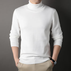 Mens High Neck Pullover Sweaters Fleece Rollneck Sweaters Casual Solid Color Top Clothing Slim Fit Winter Autumn Knitwear