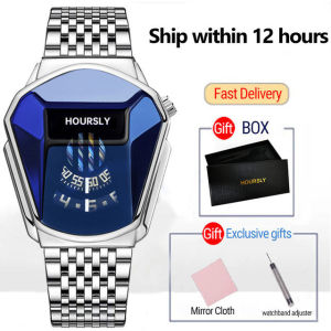 Luxury HOURSLY Brand Trend Cool Mens Wrist Watch Stainless Steel Technology Fashion Quartz Watch For Men - Sinhari Store